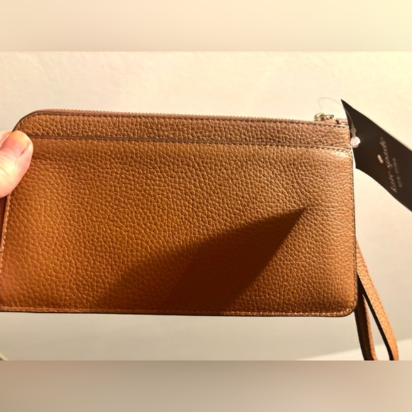 Kate Spade Lucy Pebbled Leather Medium L-Zip Wristlet in Warm Gingerbread NWT! - Picture 4 of 6